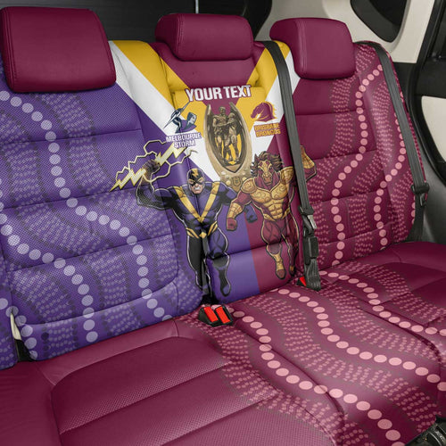 Storm And Broncos Rugby Custom Back Car Seat Cover Melbourne Brisbane Final Together Mascots Style - Aussie Hoodie