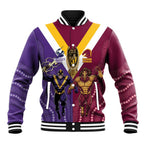 Storm And Broncos Rugby Custom Baseball Jacket Melbourne Brisbane Final Together Mascots Style - Aussie Hoodie