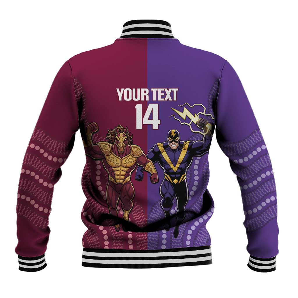 Storm And Broncos Rugby Custom Baseball Jacket Melbourne Brisbane Final Together Mascots Style - Aussie Hoodie