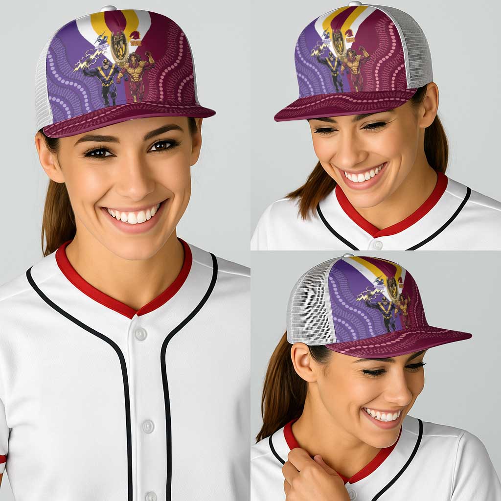Storm And Broncos Rugby Baseball Net Cap Melbourne Brisbane Final Together Mascots Style - Aussie Hoodie
