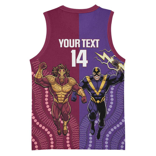 Storm And Broncos Rugby Custom Basketball Jersey Melbourne Brisbane Final Together Mascots Style - Aussie Hoodie