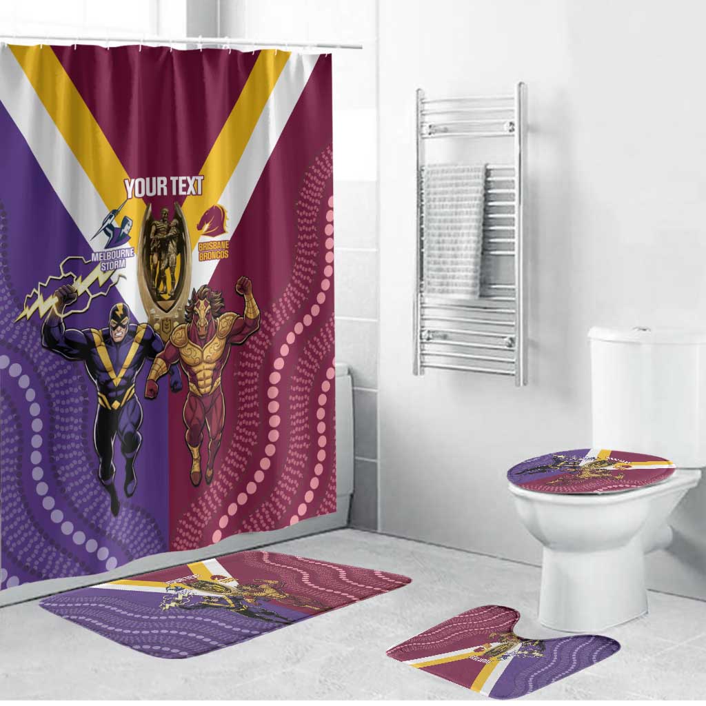 Storm And Broncos Rugby Custom Bathroom Set Melbourne Brisbane Final Together Mascots Style - Aussie Hoodie