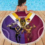 Storm And Broncos Rugby Custom Beach Blanket Melbourne Brisbane Final Together Mascots Style - Aussie Hoodie
