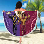 Storm And Broncos Rugby Custom Beach Blanket Melbourne Brisbane Final Together Mascots Style - Aussie Hoodie