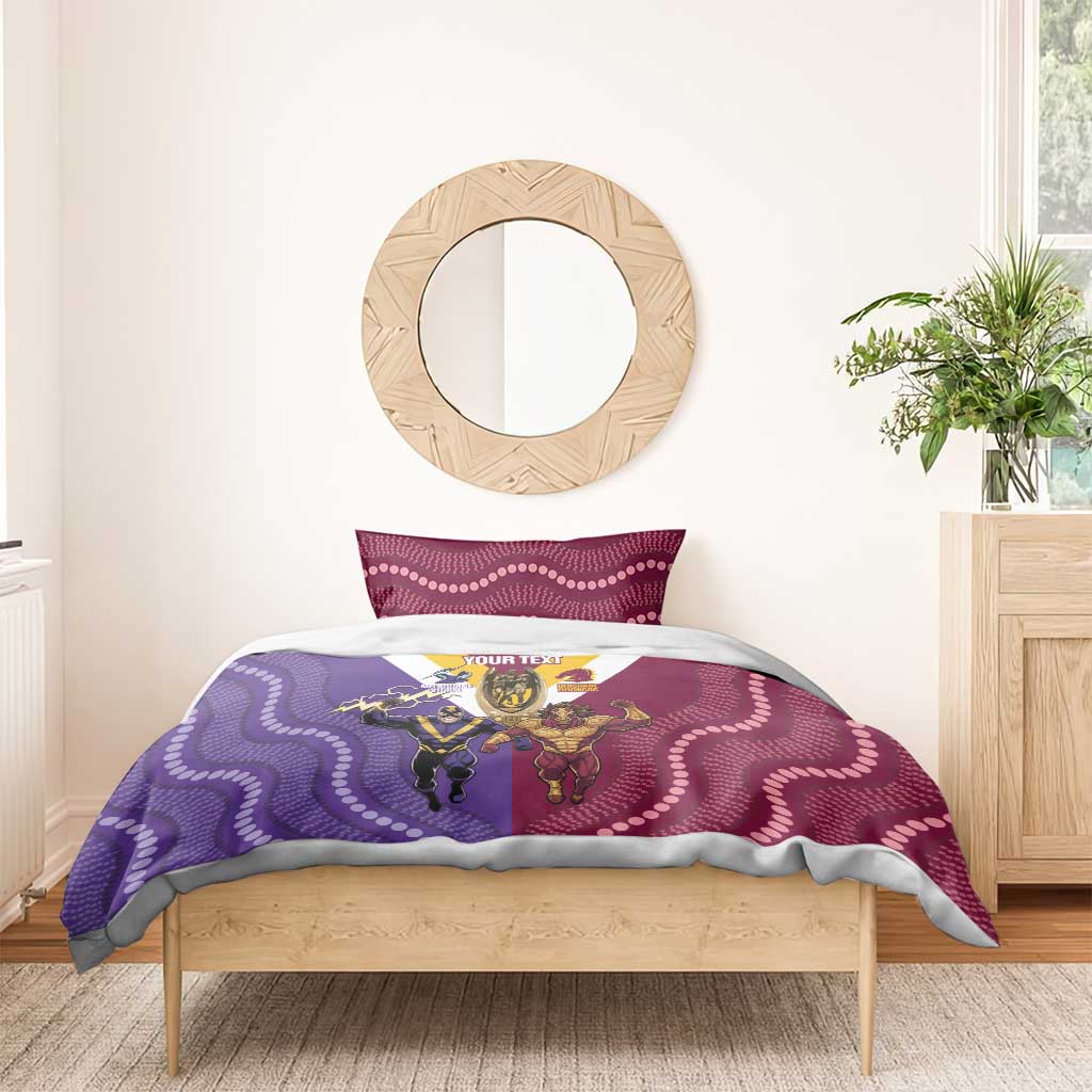 Storm And Broncos Rugby Custom Bedding Set Melbourne Brisbane Final Together Mascots Style - Aussie Hoodie