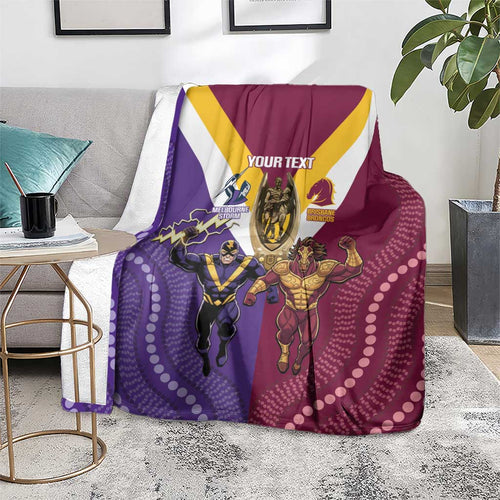 Storm And Broncos Rugby Custom Blanket Melbourne Brisbane Final Together Mascots Style - Aussie Hoodie