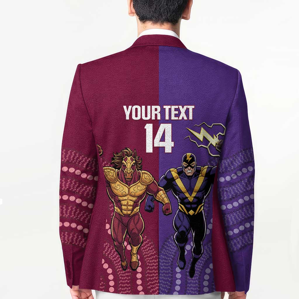 Storm And Broncos Rugby Custom Blazer Melbourne Brisbane Final Together Mascots Style - Aussie Hoodie