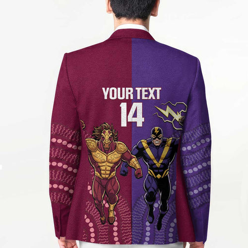 Storm And Broncos Rugby Custom Blazer Melbourne Brisbane Final Together Mascots Style - Aussie Hoodie