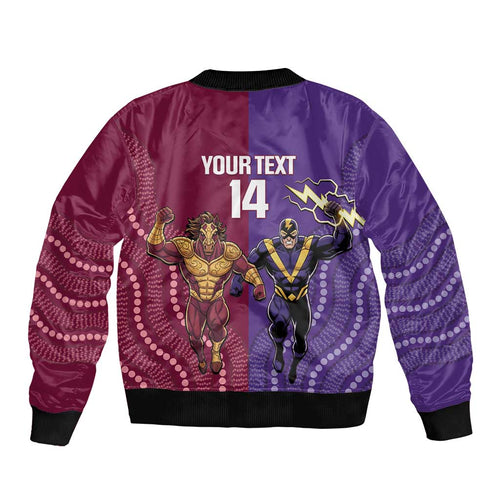 Storm And Broncos Rugby Custom Bomber Jacket Melbourne Brisbane Final Together Mascots Style - Aussie Hoodie
