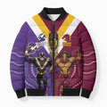 Storm And Broncos Rugby Custom Bomber Puffer Jacket Melbourne Brisbane Final Together Mascots Style - Aussie Hoodie