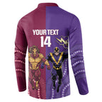 Storm And Broncos Rugby Custom Button Sweatshirt Melbourne Brisbane Final Together Mascots Style - Aussie Hoodie