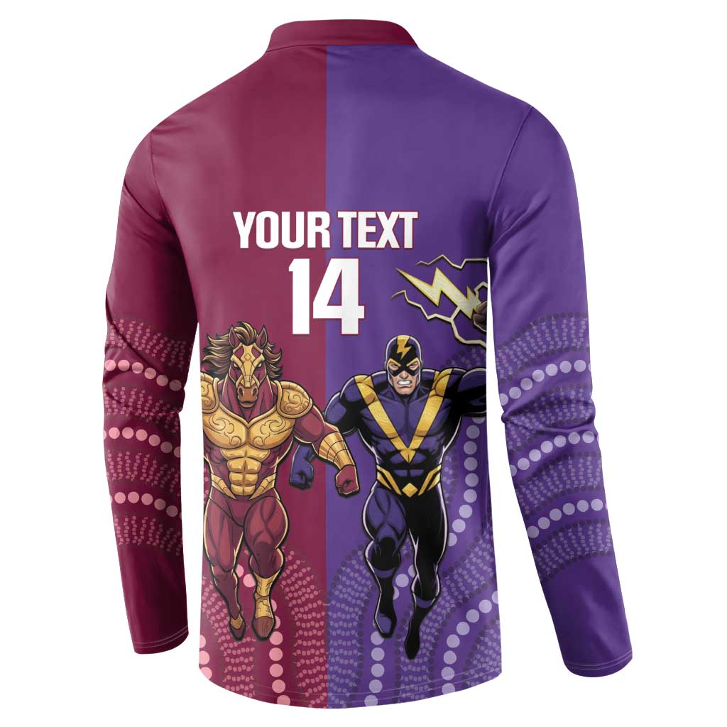 Storm And Broncos Rugby Custom Button Sweatshirt Melbourne Brisbane Final Together Mascots Style - Aussie Hoodie