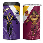 Storm And Broncos Rugby Custom 4 in 1 Can Cooler Tumbler Melbourne Brisbane Final Together Mascots Style - Aussie Hoodie