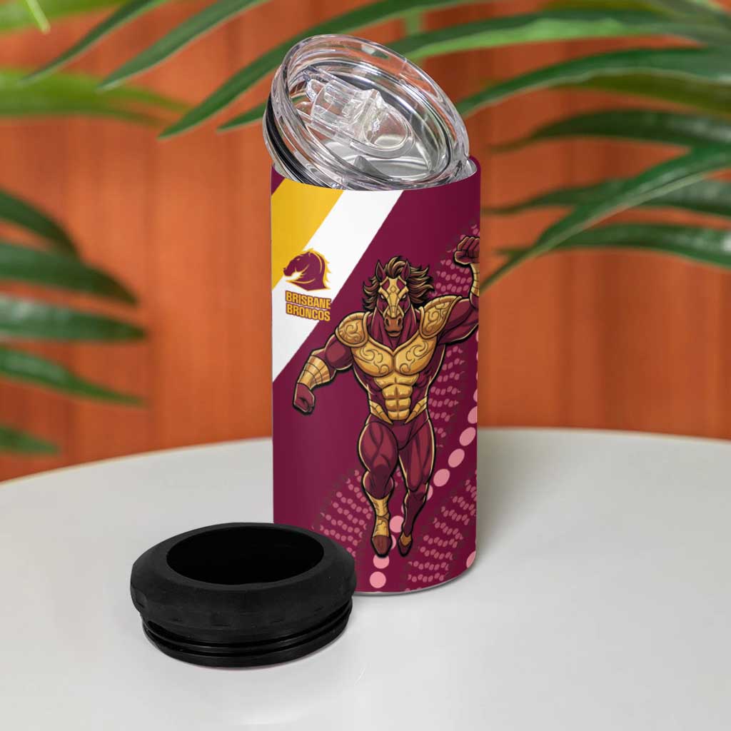 Storm And Broncos Rugby Custom 4 in 1 Can Cooler Tumbler Melbourne Brisbane Final Together Mascots Style - Aussie Hoodie