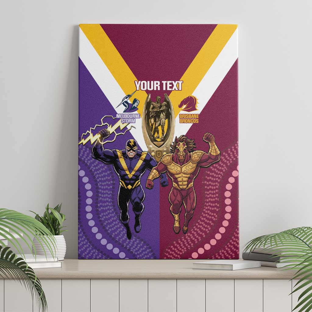Storm And Broncos Rugby Custom Canvas Wall Art Melbourne Brisbane Final Together Mascots Style - Aussie Hoodie