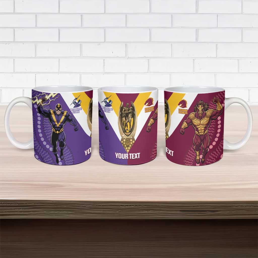 Storm And Broncos Rugby Custom Ceramic Mug Melbourne Brisbane Final Together Mascots Style - Aussie Hoodie