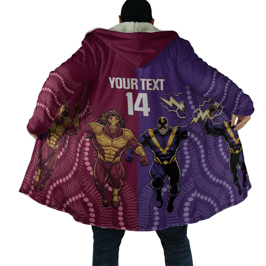 Storm And Broncos Rugby Custom Cloak Melbourne Brisbane Final Together Mascots Style - Aussie Hoodie