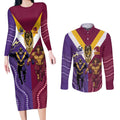 Storm And Broncos Rugby Custom Couples Matching Long Sleeve Bodycon Dress and Long Sleeve Button Shirt Melbourne Brisbane Final Together Mascots Style - Aussie Hoodie
