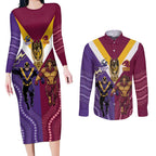 Storm And Broncos Rugby Custom Couples Matching Long Sleeve Bodycon Dress and Long Sleeve Button Shirt Melbourne Brisbane Final Together Mascots Style - Aussie Hoodie