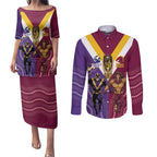 Storm And Broncos Rugby Custom Couples Matching Puletasi and Long Sleeve Button Shirt Melbourne Brisbane Final Together Mascots Style - Aussie Hoodie