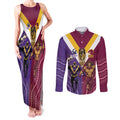 Storm And Broncos Rugby Custom Couples Matching Tank Maxi Dress and Long Sleeve Button Shirt Melbourne Brisbane Final Together Mascots Style - Aussie Hoodie
