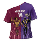 Storm And Broncos Rugby Custom Cross Shoulder Shirt Melbourne Brisbane Final Together Mascots Style - Aussie Hoodie
