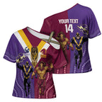 Storm And Broncos Rugby Custom Cross Shoulder Shirt Melbourne Brisbane Final Together Mascots Style - Aussie Hoodie