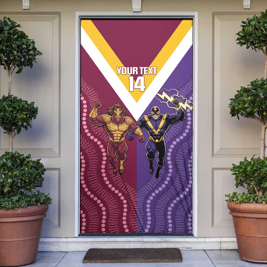 Storm And Broncos Rugby Custom Door Cover Melbourne Brisbane Final Together Mascots Style - Aussie Hoodie