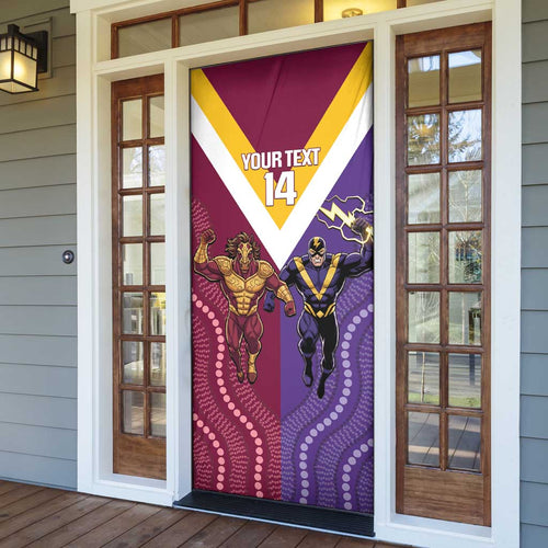 Storm And Broncos Rugby Custom Door Cover Melbourne Brisbane Final Together Mascots Style - Aussie Hoodie