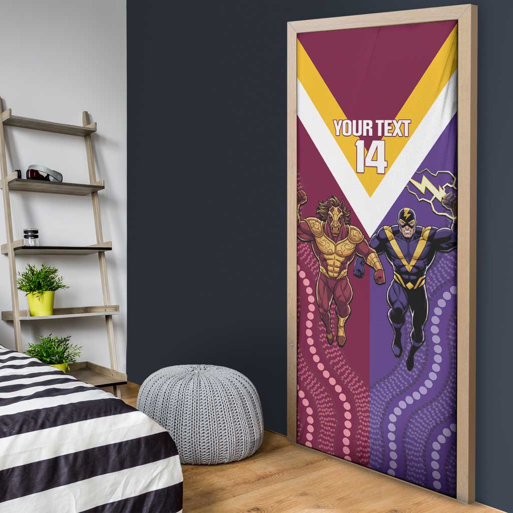 Storm And Broncos Rugby Custom Door Cover Melbourne Brisbane Final Together Mascots Style - Aussie Hoodie