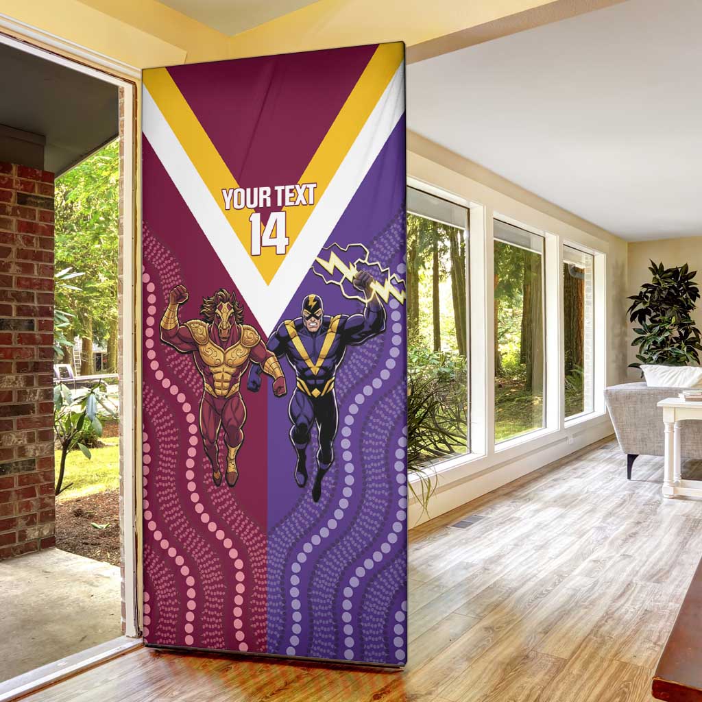 Storm And Broncos Rugby Custom Door Cover Melbourne Brisbane Final Together Mascots Style - Aussie Hoodie