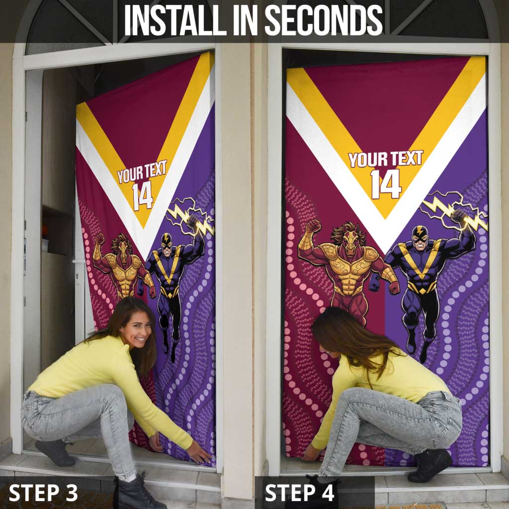 Storm And Broncos Rugby Custom Door Cover Melbourne Brisbane Final Together Mascots Style - Aussie Hoodie