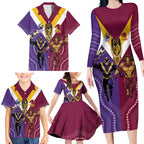 Storm And Broncos Rugby Custom Family Matching Long Sleeve Bodycon Dress and Hawaiian Shirt Melbourne Brisbane Final Together Mascots Style - Aussie Hoodie