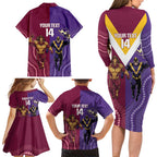 Storm And Broncos Rugby Custom Family Matching Long Sleeve Bodycon Dress and Hawaiian Shirt Melbourne Brisbane Final Together Mascots Style - Aussie Hoodie