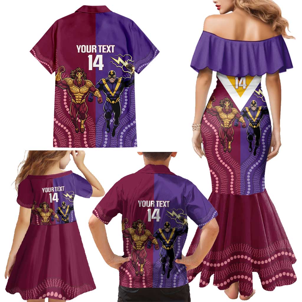 Storm And Broncos Rugby Custom Family Matching Mermaid Dress and Hawaiian Shirt Melbourne Brisbane Final Together Mascots Style - Aussie Hoodie
