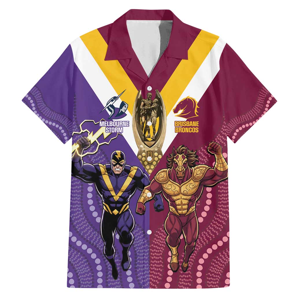 Storm And Broncos Rugby Custom Family Matching Mermaid Dress and Hawaiian Shirt Melbourne Brisbane Final Together Mascots Style - Aussie Hoodie