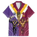 Storm And Broncos Rugby Custom Family Matching Mermaid Dress and Hawaiian Shirt Melbourne Brisbane Final Together Mascots Style - Aussie Hoodie