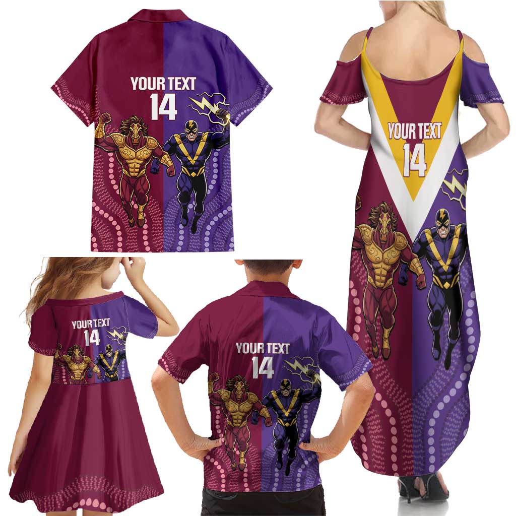 Storm And Broncos Rugby Custom Family Matching Summer Maxi Dress and Hawaiian Shirt Melbourne Brisbane Final Together Mascots Style - Aussie Hoodie