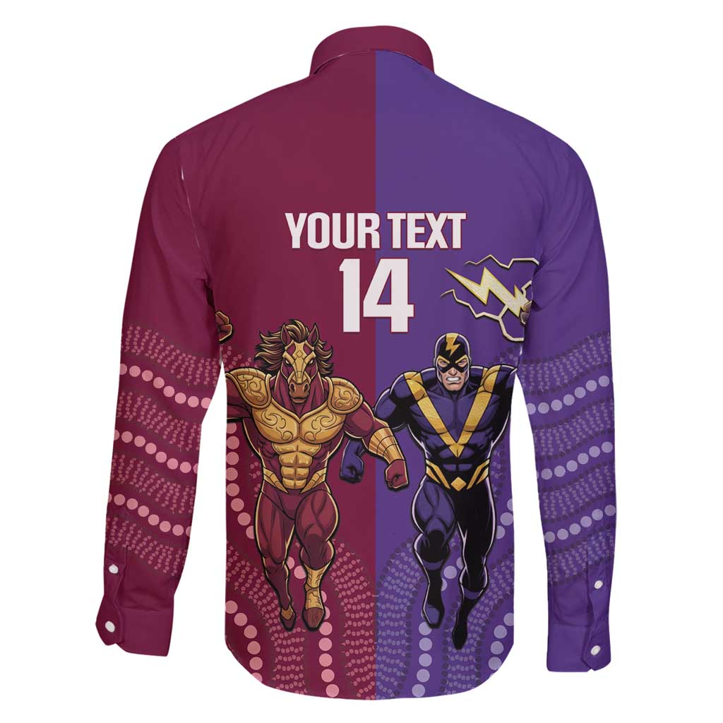 Storm And Broncos Rugby Custom Family Matching Summer Maxi Dress and Hawaiian Shirt Melbourne Brisbane Final Together Mascots Style - Aussie Hoodie