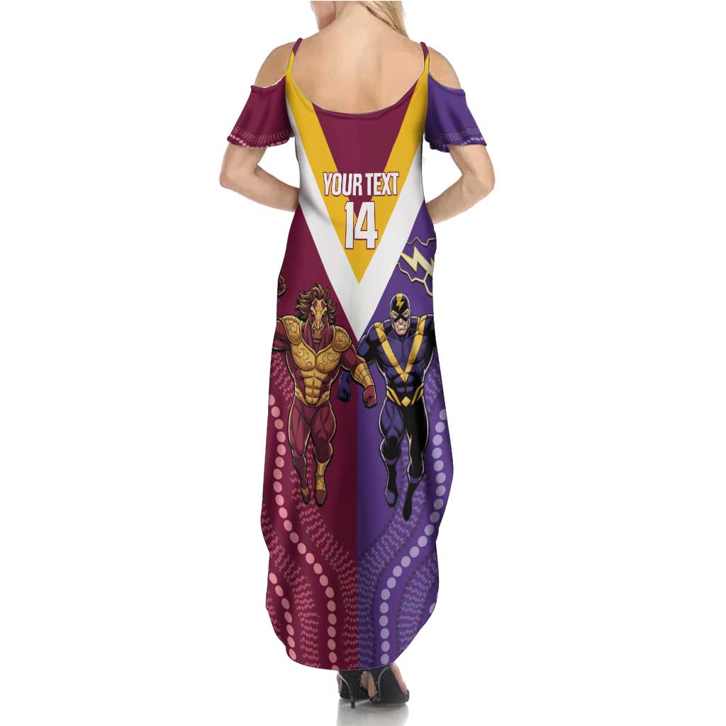 Storm And Broncos Rugby Custom Family Matching Summer Maxi Dress and Hawaiian Shirt Melbourne Brisbane Final Together Mascots Style - Aussie Hoodie
