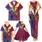 Storm And Broncos Rugby Custom Family Matching Tank Maxi Dress and Hawaiian Shirt Melbourne Brisbane Final Together Mascots Style - Aussie Hoodie