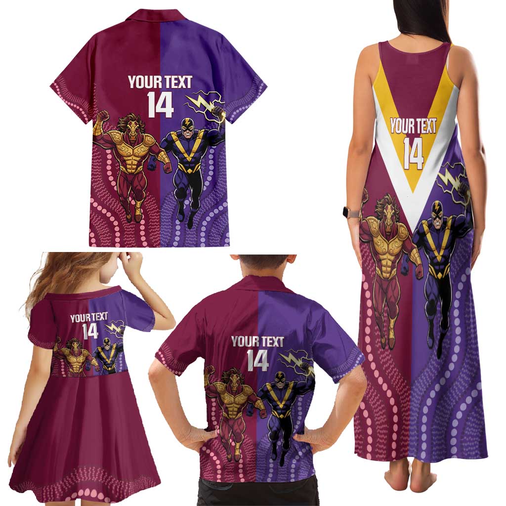 Storm And Broncos Rugby Custom Family Matching Tank Maxi Dress and Hawaiian Shirt Melbourne Brisbane Final Together Mascots Style - Aussie Hoodie