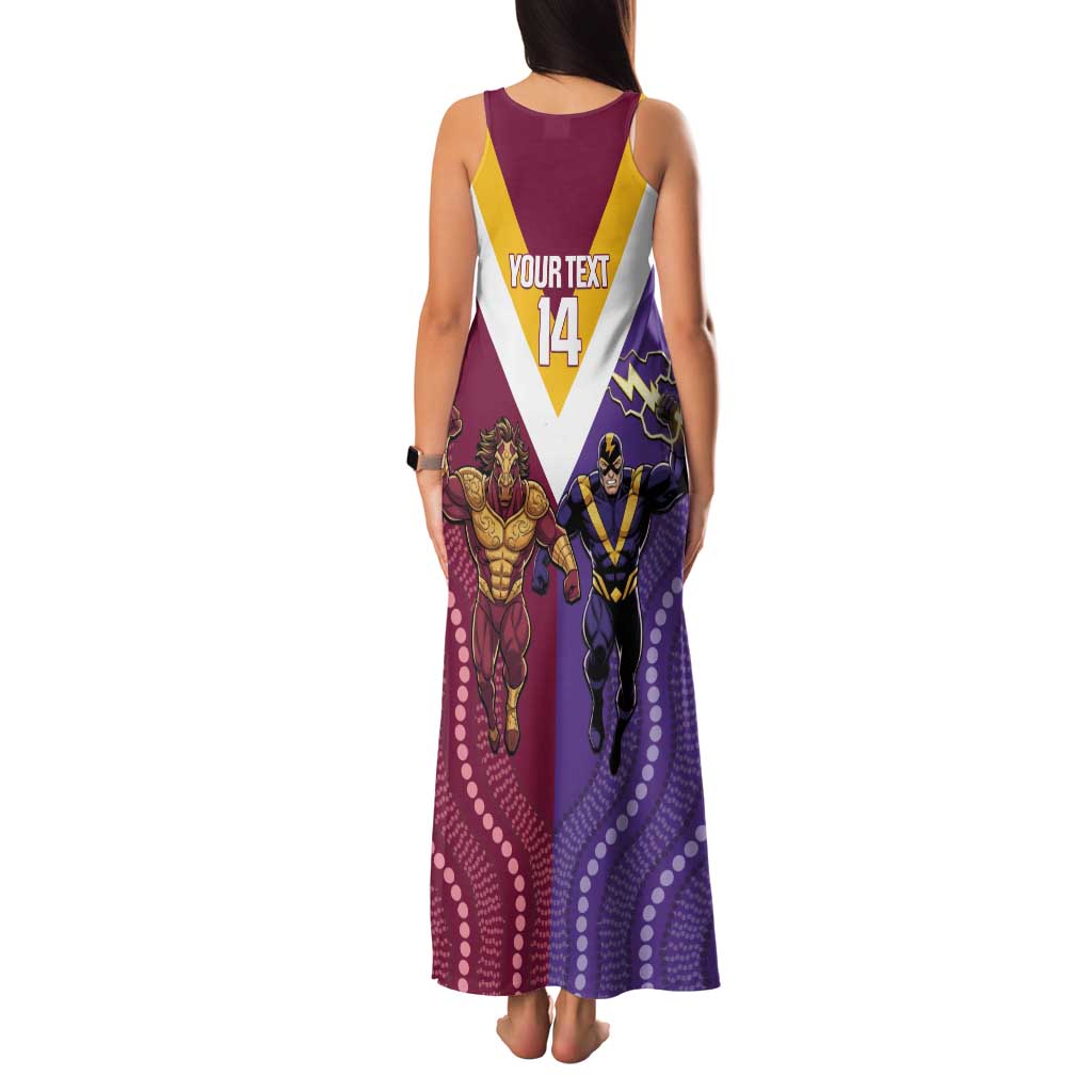 Storm And Broncos Rugby Custom Family Matching Tank Maxi Dress and Hawaiian Shirt Melbourne Brisbane Final Together Mascots Style - Aussie Hoodie