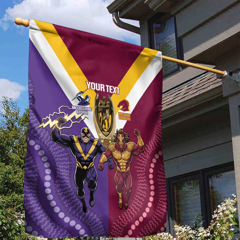 Storm And Broncos Rugby Custom Garden Flag Melbourne Brisbane Final Together Mascots Style - Aussie Hoodie