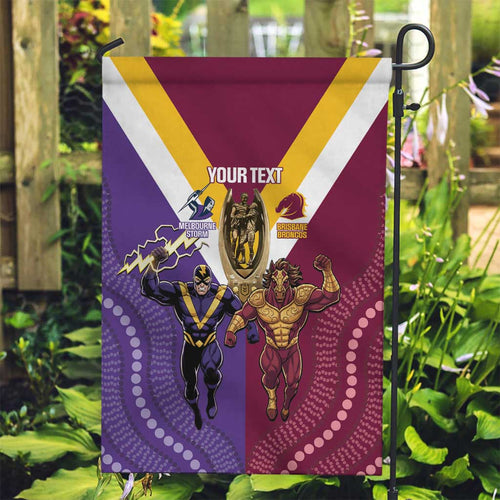 Storm And Broncos Rugby Custom Garden Flag Melbourne Brisbane Final Together Mascots Style - Aussie Hoodie