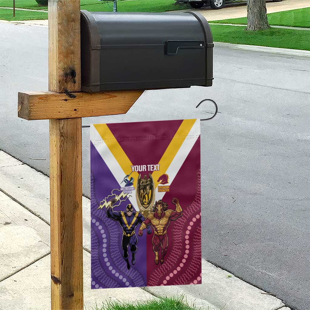 Storm And Broncos Rugby Custom Garden Flag Melbourne Brisbane Final Together Mascots Style - Aussie Hoodie