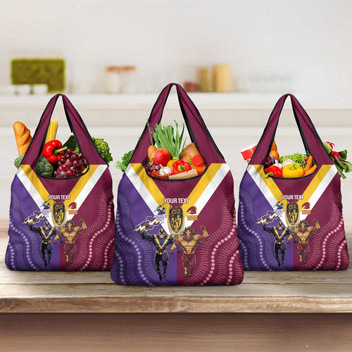 Storm And Broncos Rugby Custom Grocery Bag Melbourne Brisbane Final Together Mascots Style - Aussie Hoodie