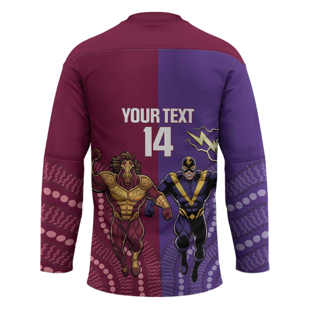 Storm And Broncos Rugby Custom Hockey Jersey Melbourne Brisbane Final Together Mascots Style - Aussie Hoodie