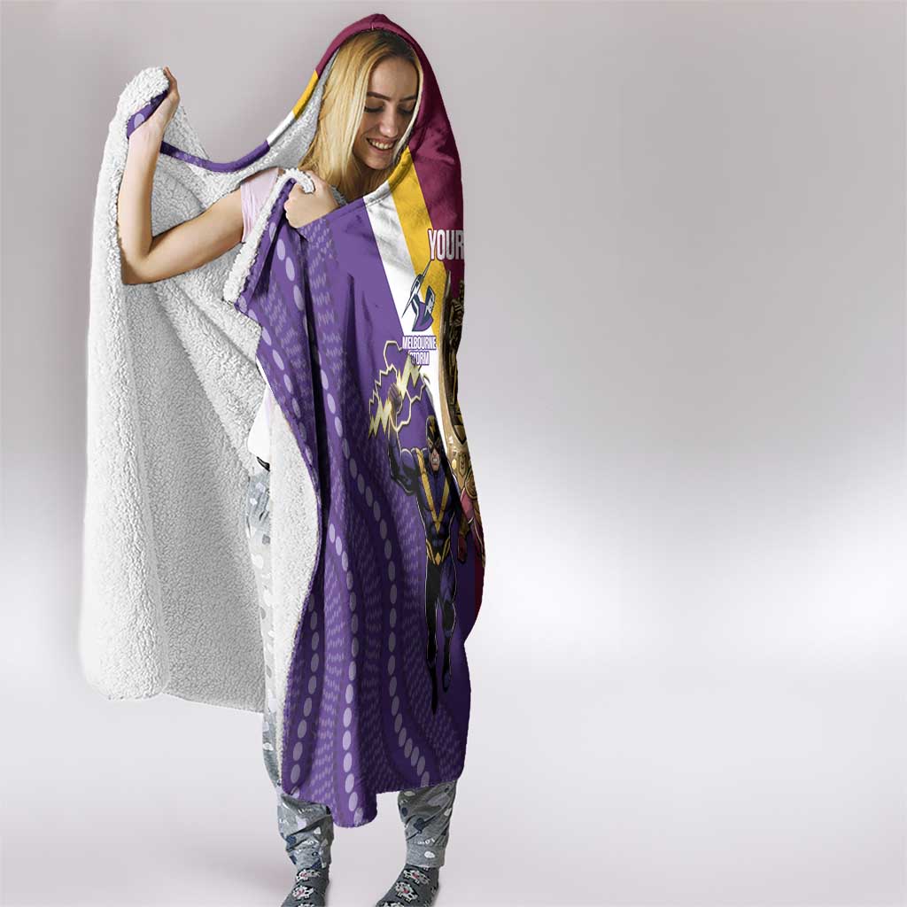 Storm And Broncos Rugby Custom Hooded Blanket Melbourne Brisbane Final Together Mascots Style - Aussie Hoodie