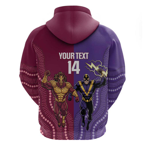 Storm And Broncos Rugby Custom Hoodie Melbourne Brisbane Final Together Mascots Style - Aussie Hoodie